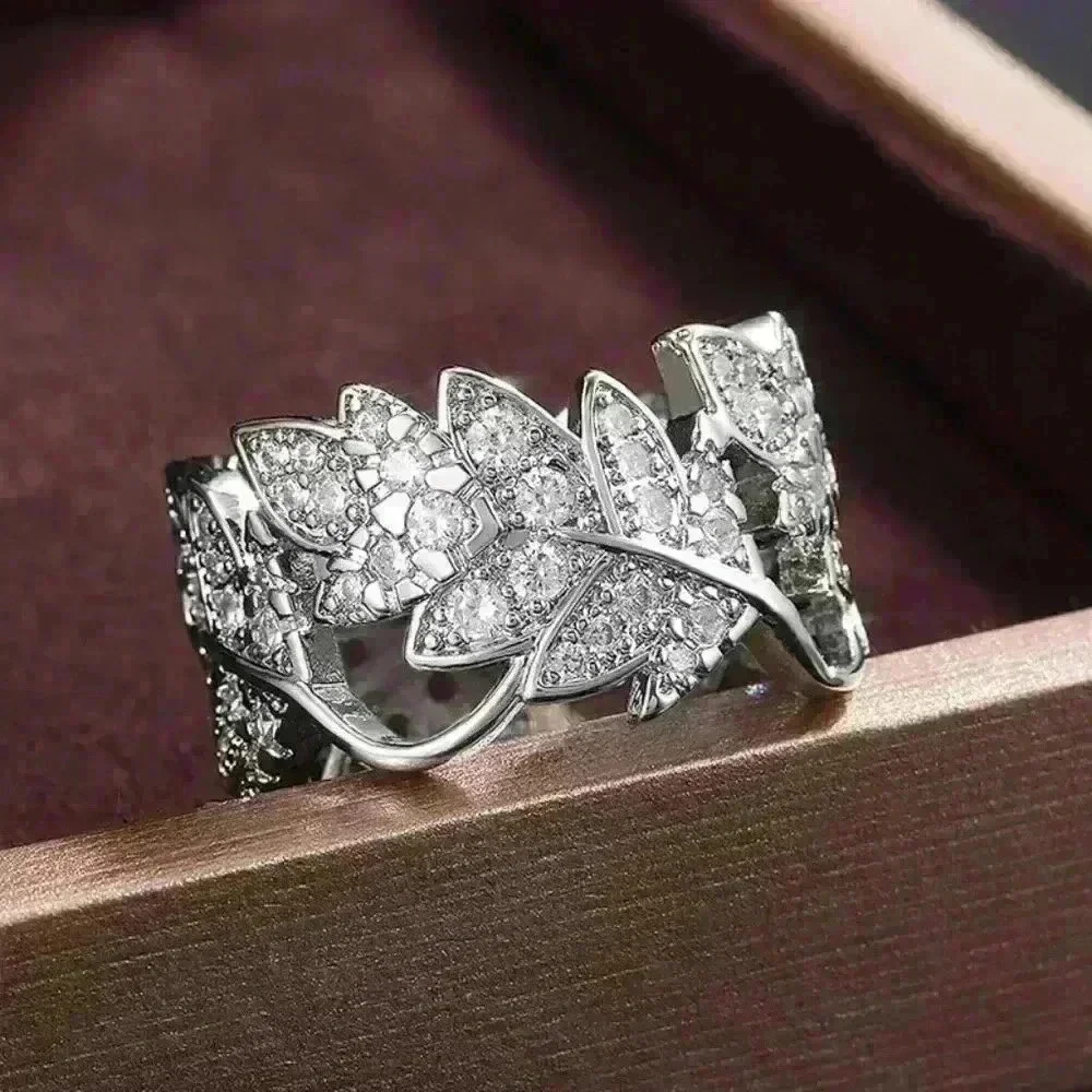 🍁925 Silver Plated Beautiful Silver Bague Leaf Women Ring, GPMB1433